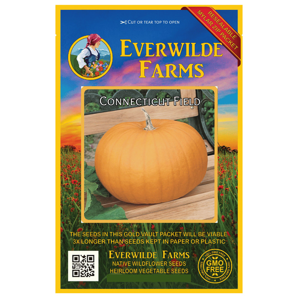 1 Oz Connecticut Field Pumpkin Pumpkin Seeds Everwilde Farms Mylar Seed Packet